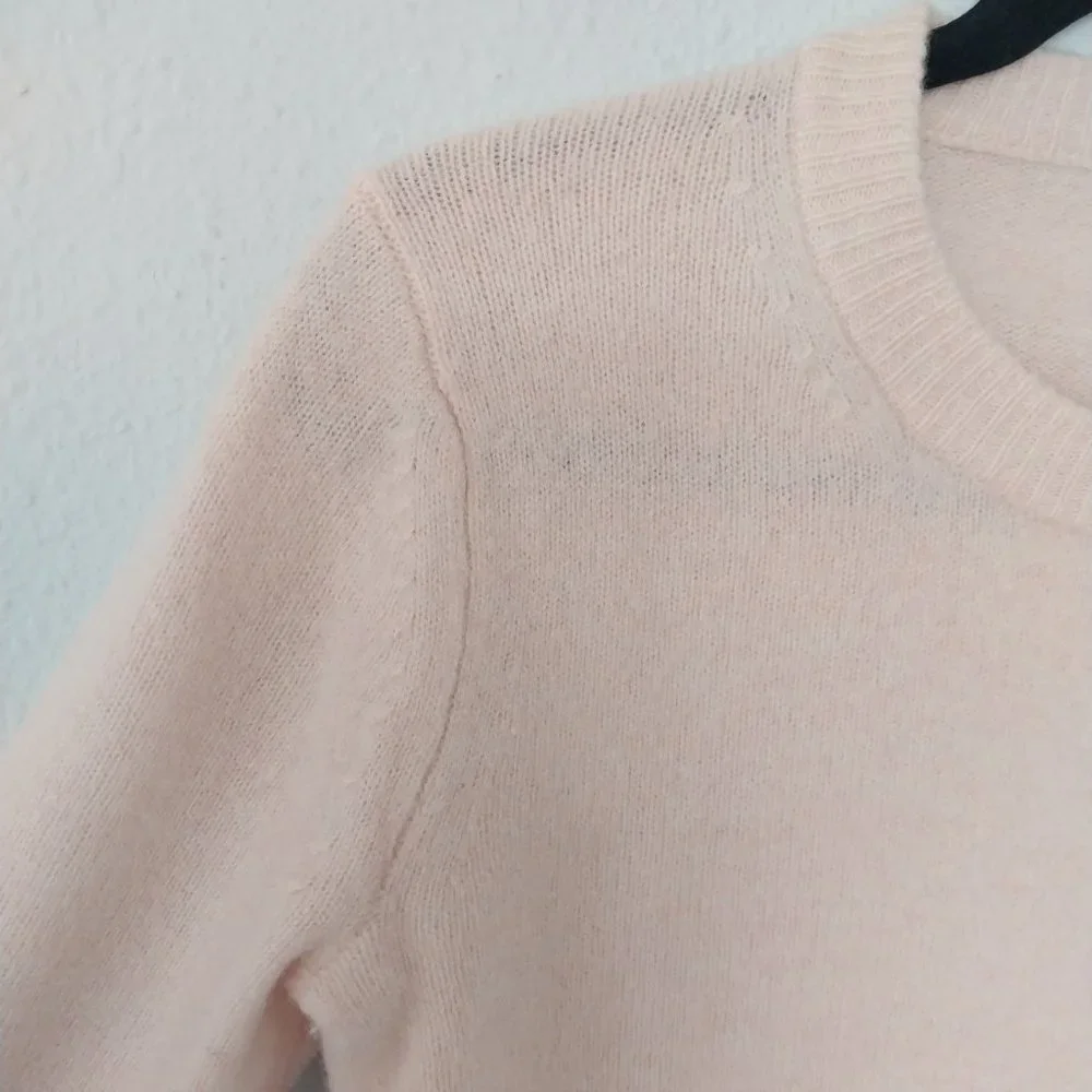 J. Crew Pink 100% Merino Wool Ruffle Long Sleeve Crew Neck Sweater NWOT